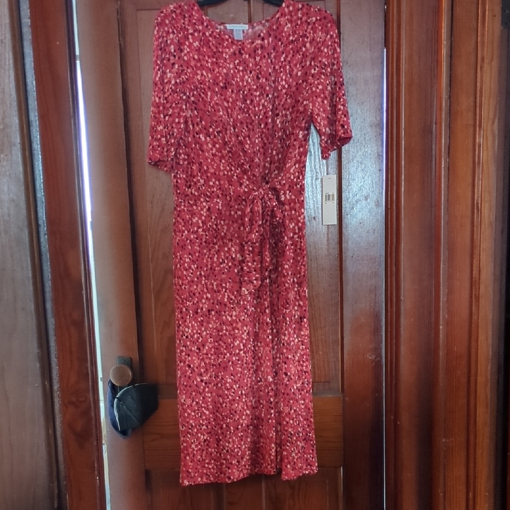 London Times Galaxy Dot Red Dress Sz 12